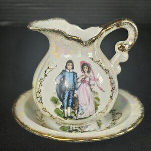 "Pinky And Blue Boy" Mini Pitcher And Saucer Set By Norcrest China Nice